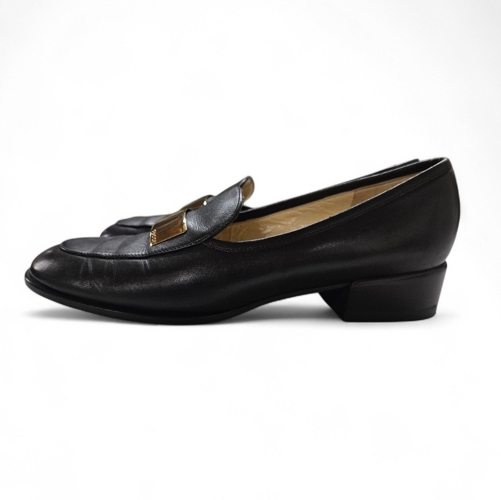 Gucci Black Leather Gold Bar Loafers Size 6 C / 36 C - Picture 4 of 10